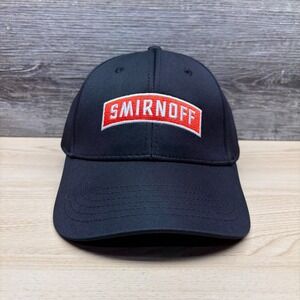 Smirnoff Vodka Hat Cap Strap Back Black Red Logo Number 21 Alcohol Promo Mens